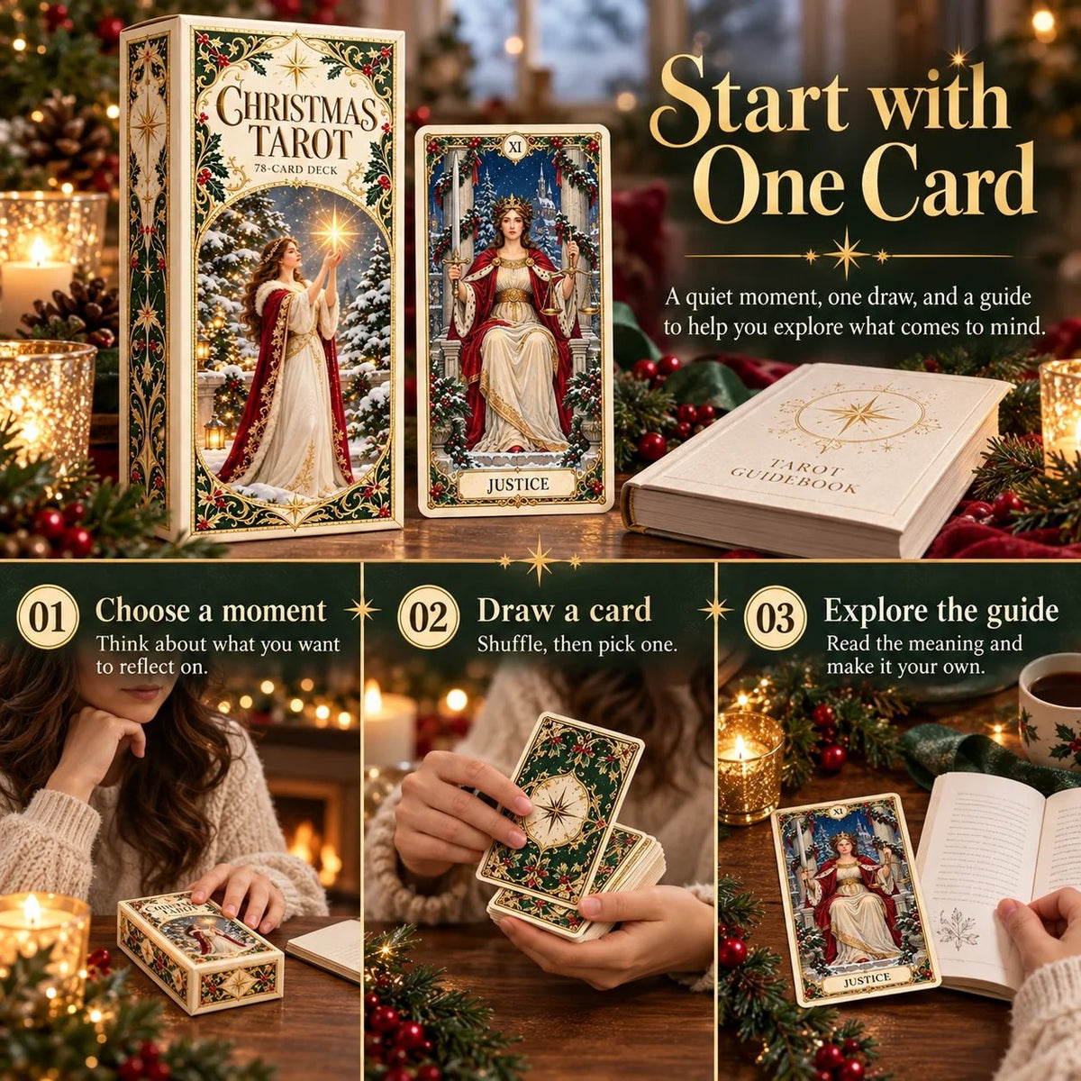 🔥The Enchanted Holiday Tarot – 78 Cards & 12 Days of Rituals🎉