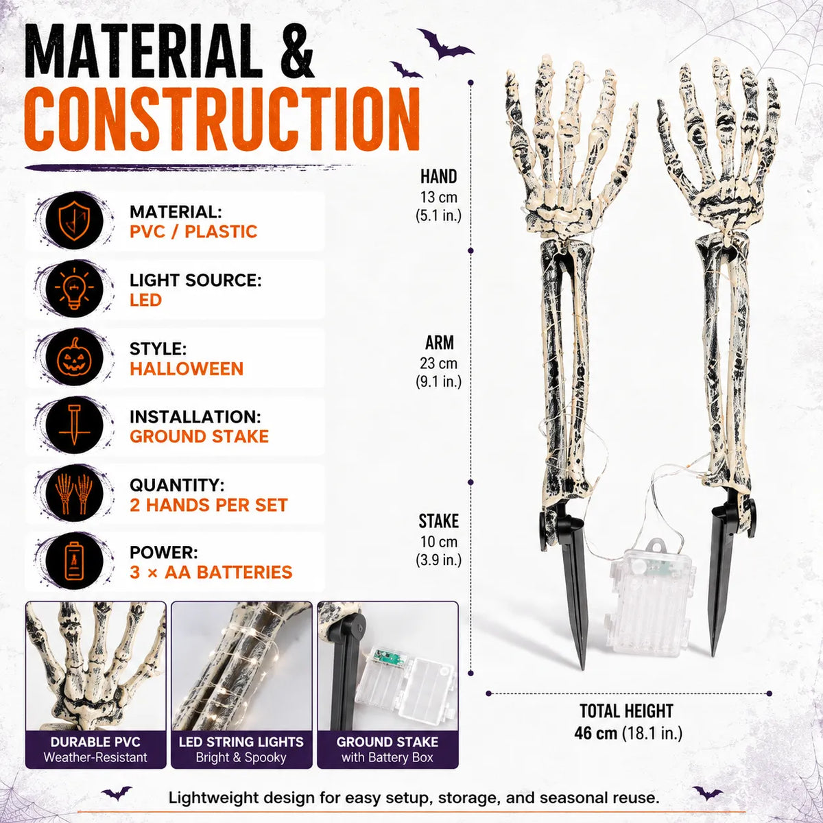 💀Skeletthand-Lichter – Verleihen Sie Ihrem Halloween-Weg einen gruseligen Glanz!🎃✨
