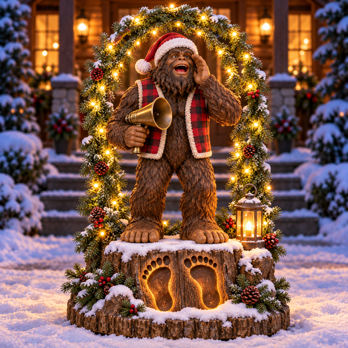 🎄 Bigfoot’s Christmas Call – Festival-Inspired Lighted Porch & Yard Display