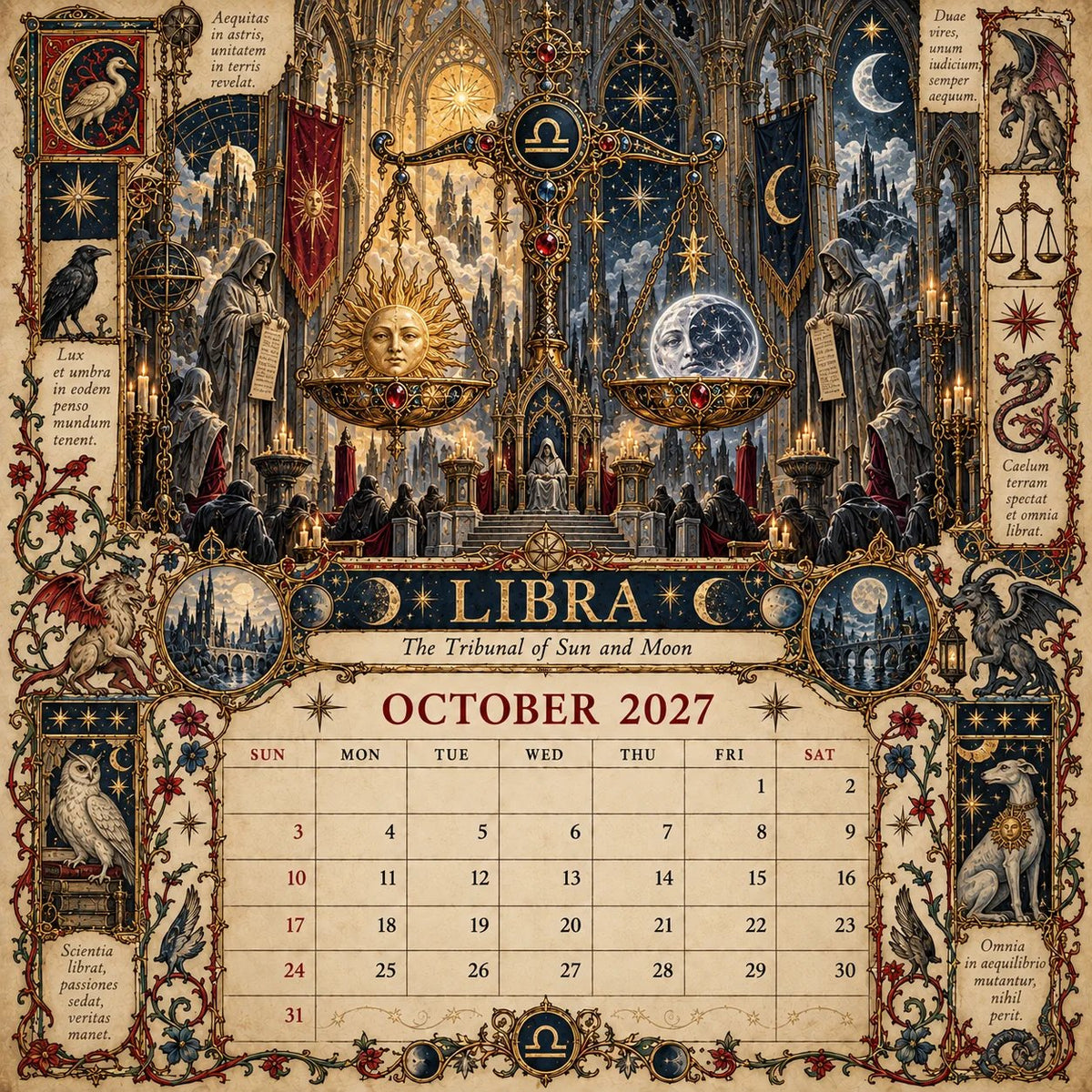 📅Hardcover-Spiral 2027 Zodiac Grimoire Calendar™ -✨12 Signs, 12 Forbidden Chapters