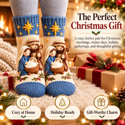 🔥😍Holy Night 3D Nativity Christmas Socks – A Meaningful Holiday Keepsake