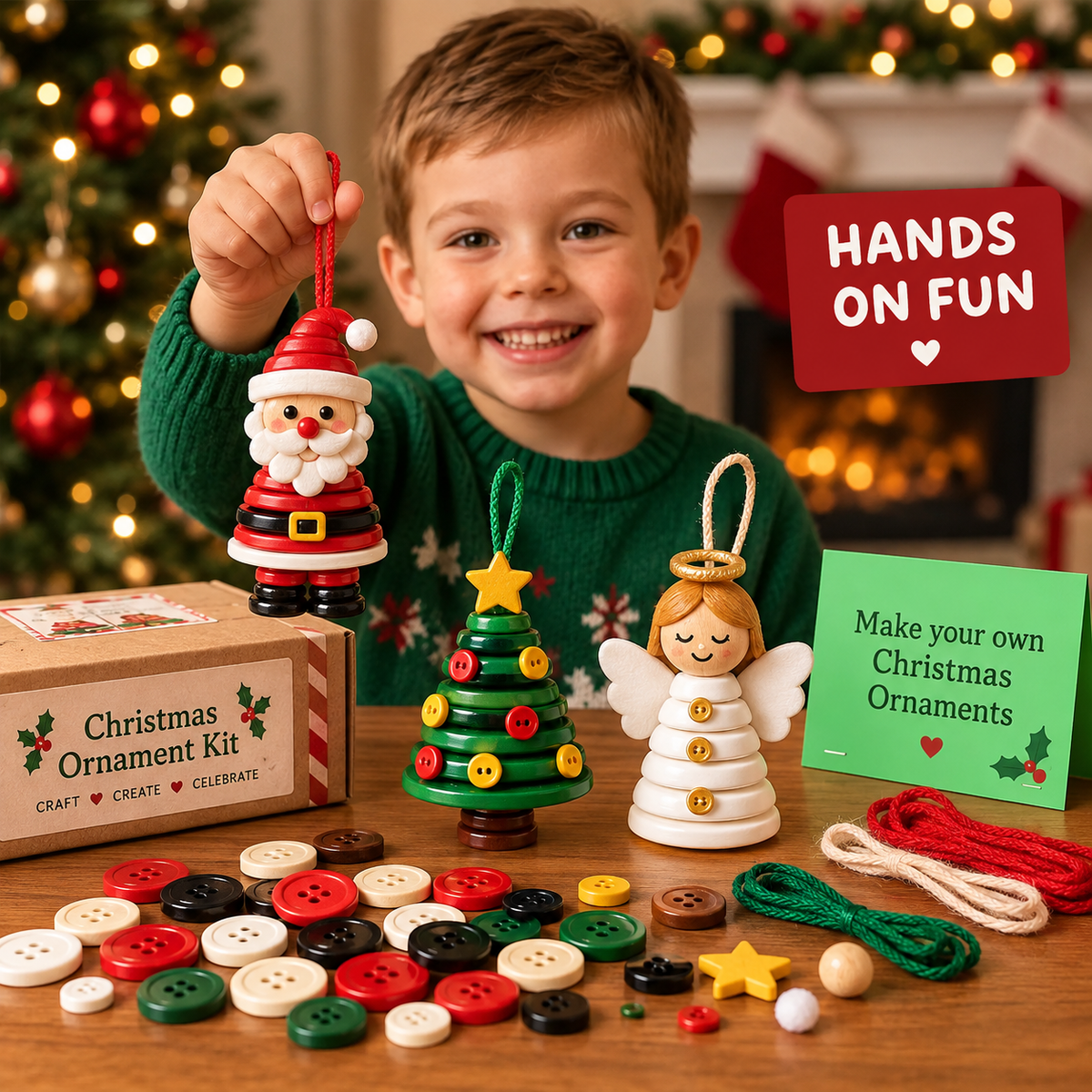 ☃️DIY Button Snowman Ornament Kit-💕Step-by-Step Guide Included