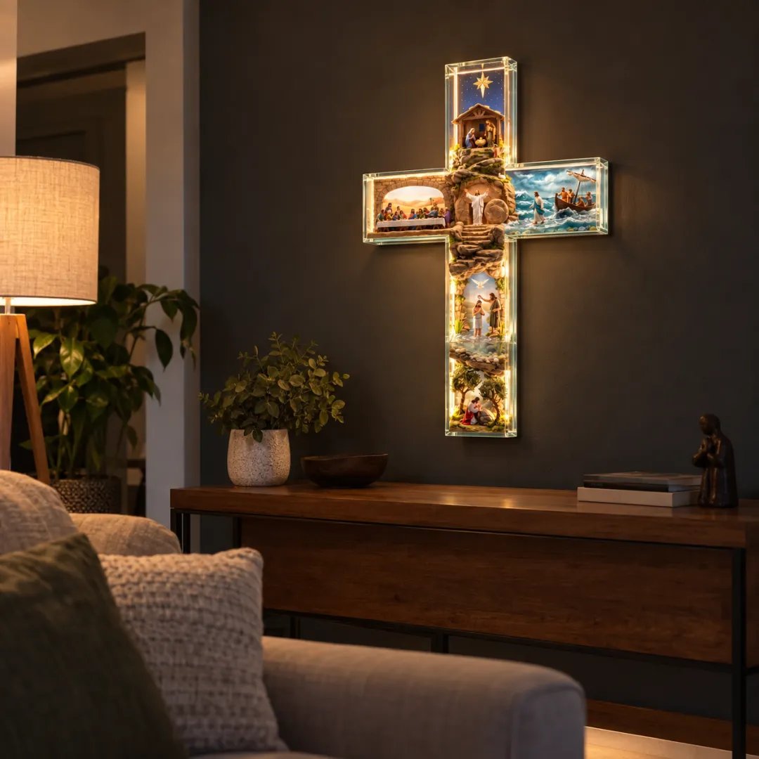 ✝️The Story of Jesus in Six Scenes™ Illuminated Cross Wall Décor(❤same as the video)