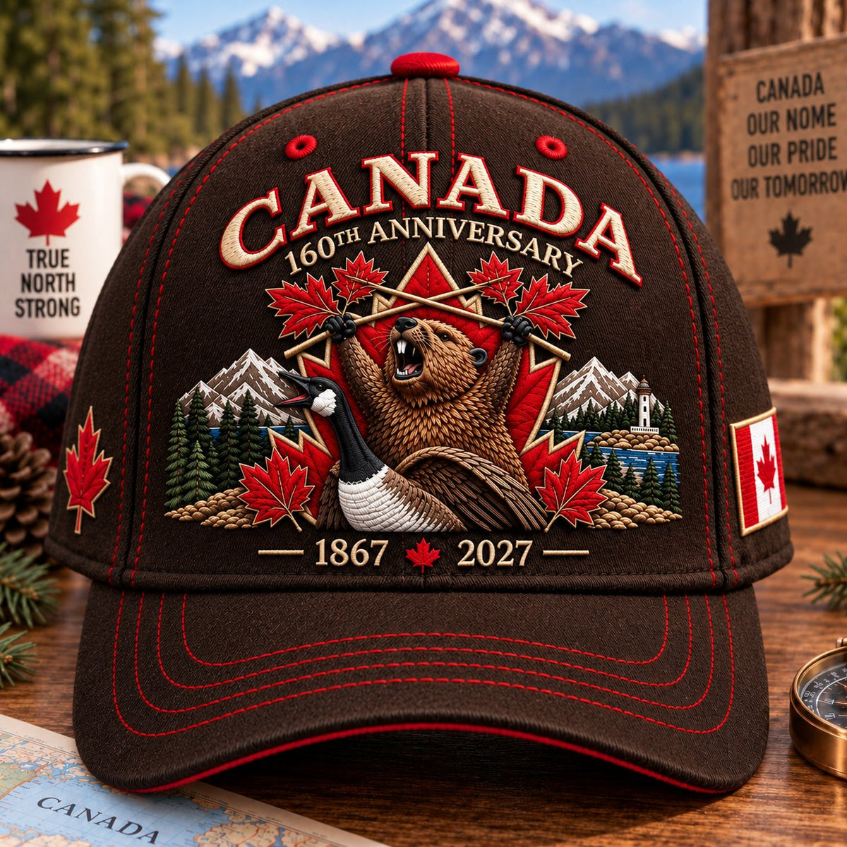 🍁Canada 160th Anniversary 1867–2027 – Heritage Embroidered Cap