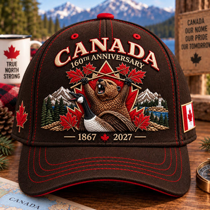 🍁Canada 160th Anniversary 1867–2027 – Heritage Embroidered Cap