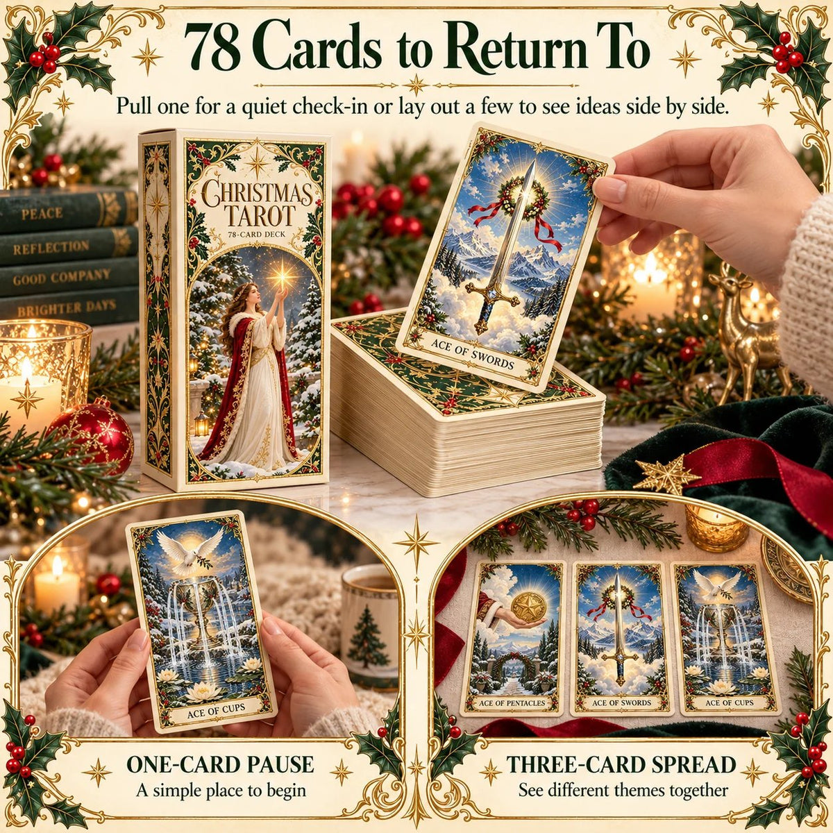 🔥The Enchanted Holiday Tarot – 78 Cards & 12 Days of Rituals🎉