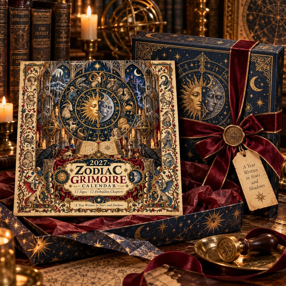 📅Hardcover-Spiral 2027 Zodiac Grimoire Calendar™ -✨12 Signs, 12 Forbidden Chapters