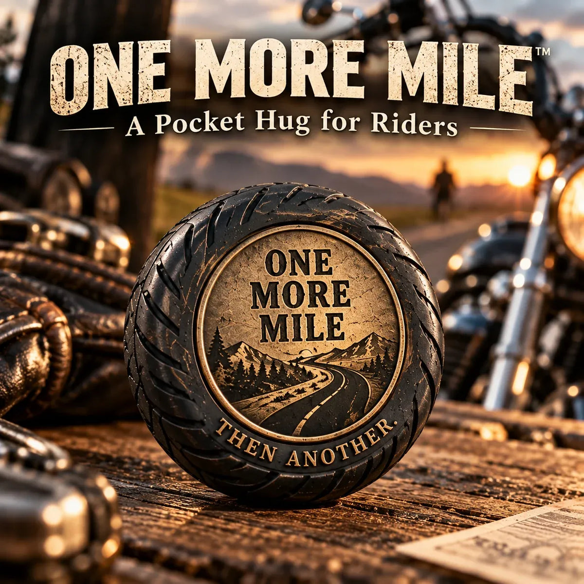 One More Mile rider pocket hug, front design