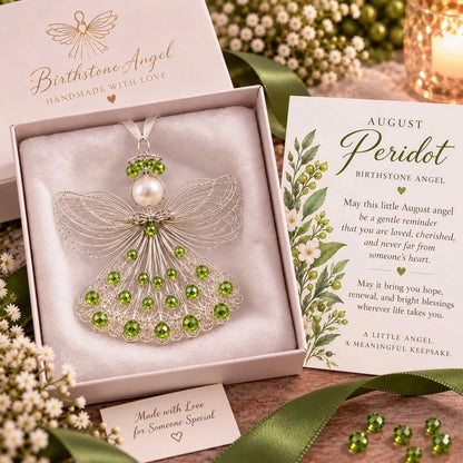 ⏳ Last Day 50% OFF – 👼Handmade Birthstone Angel Wire Ornament |12 Meaningful Birthstone Colors with Keepsake Card ✨