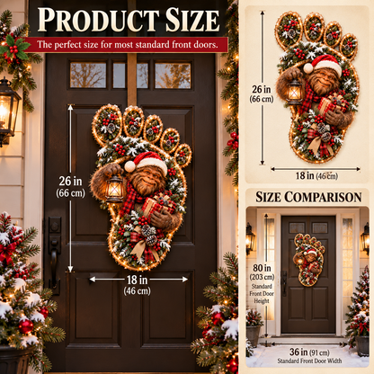 ⏰Limited Stock 50% OFF - 🎄 Christmas Footprint Door Hanger | Lighted Woodland Holiday Decor