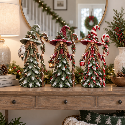 Verspielte Weihnachts-Hexen-Harzfiguren-Sammlung