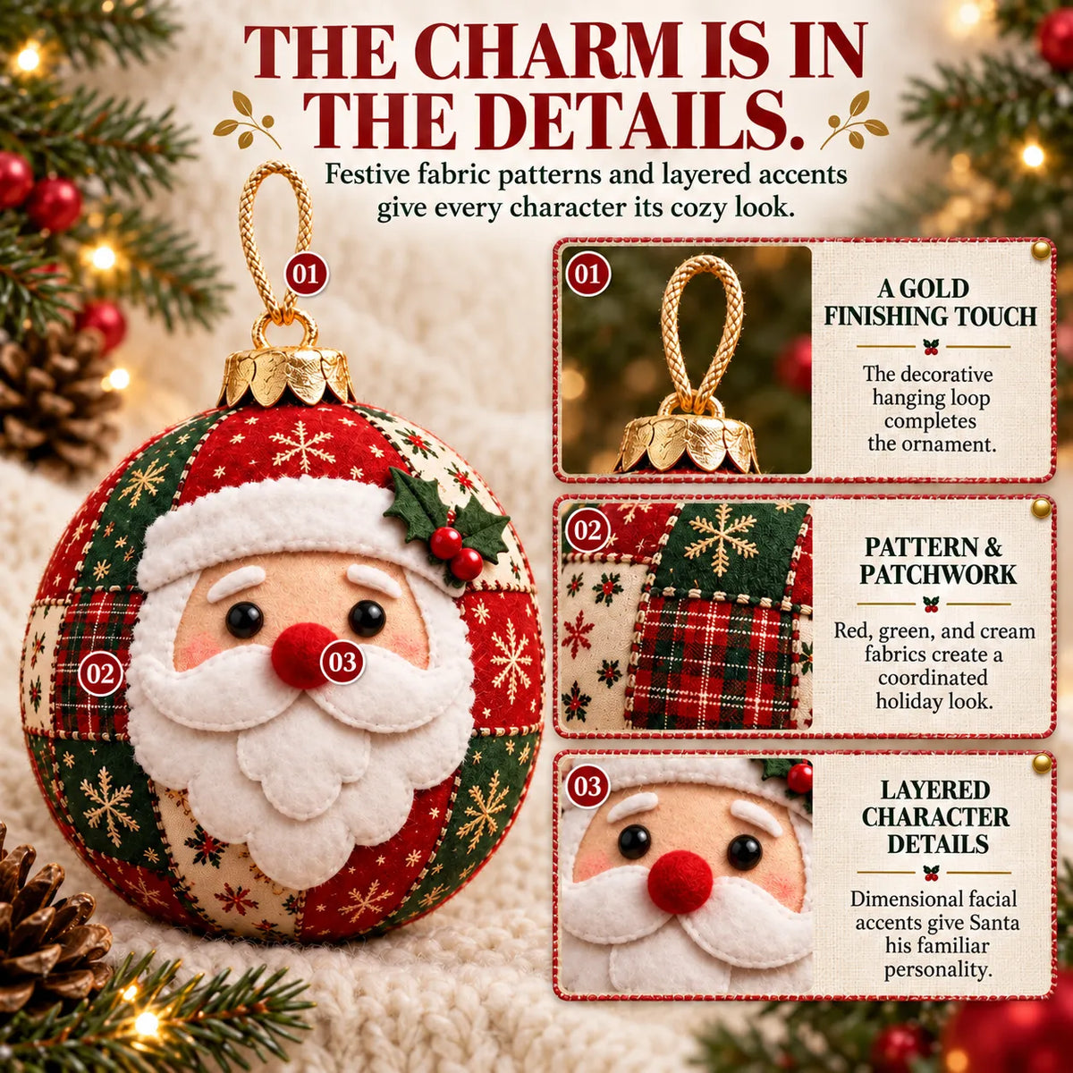 🧘Relaxing & Beginner-Friendly- 🎄Cozy Patchwork Christmas Ornament Collection✨Relaxing DIY Craft to Create Stunning Christmas Artwork