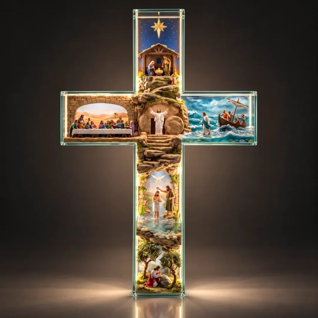 ✝️The Story of Jesus in Six Scenes™ Illuminated Cross Wall Décor(❤same as the video)