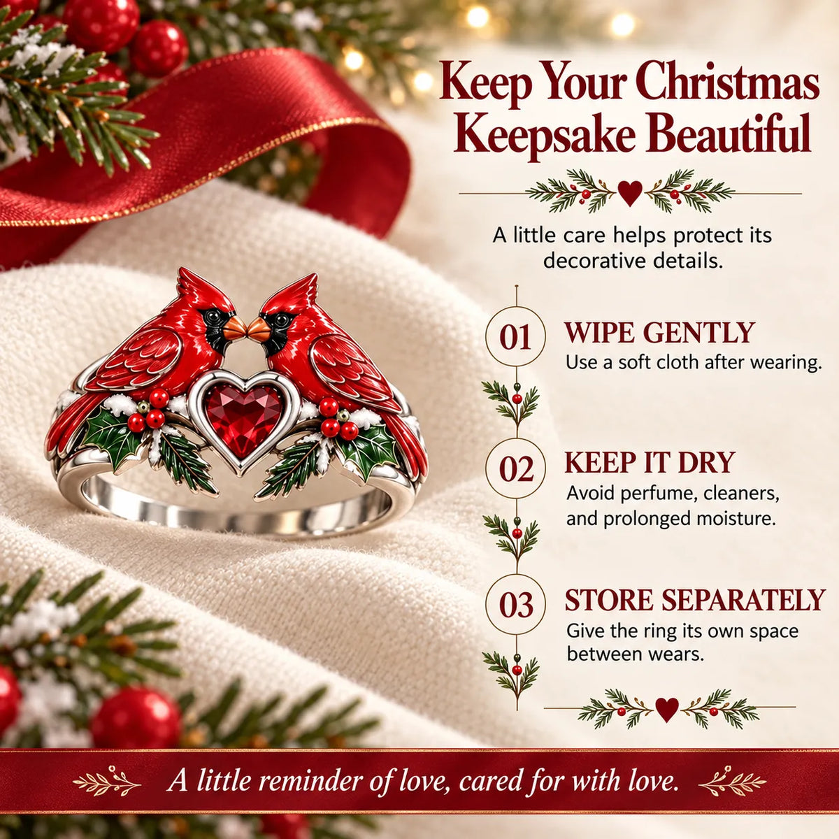 🎄Two Cardinal Heart Christmas Ring | “Every Christmas, I Choose You” ❤️