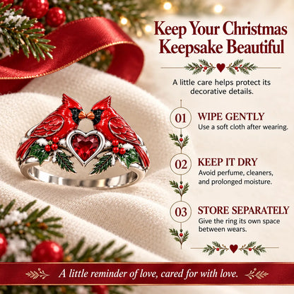 🎄Two Cardinal Heart Christmas Ring | “Every Christmas, I Choose You” ❤️