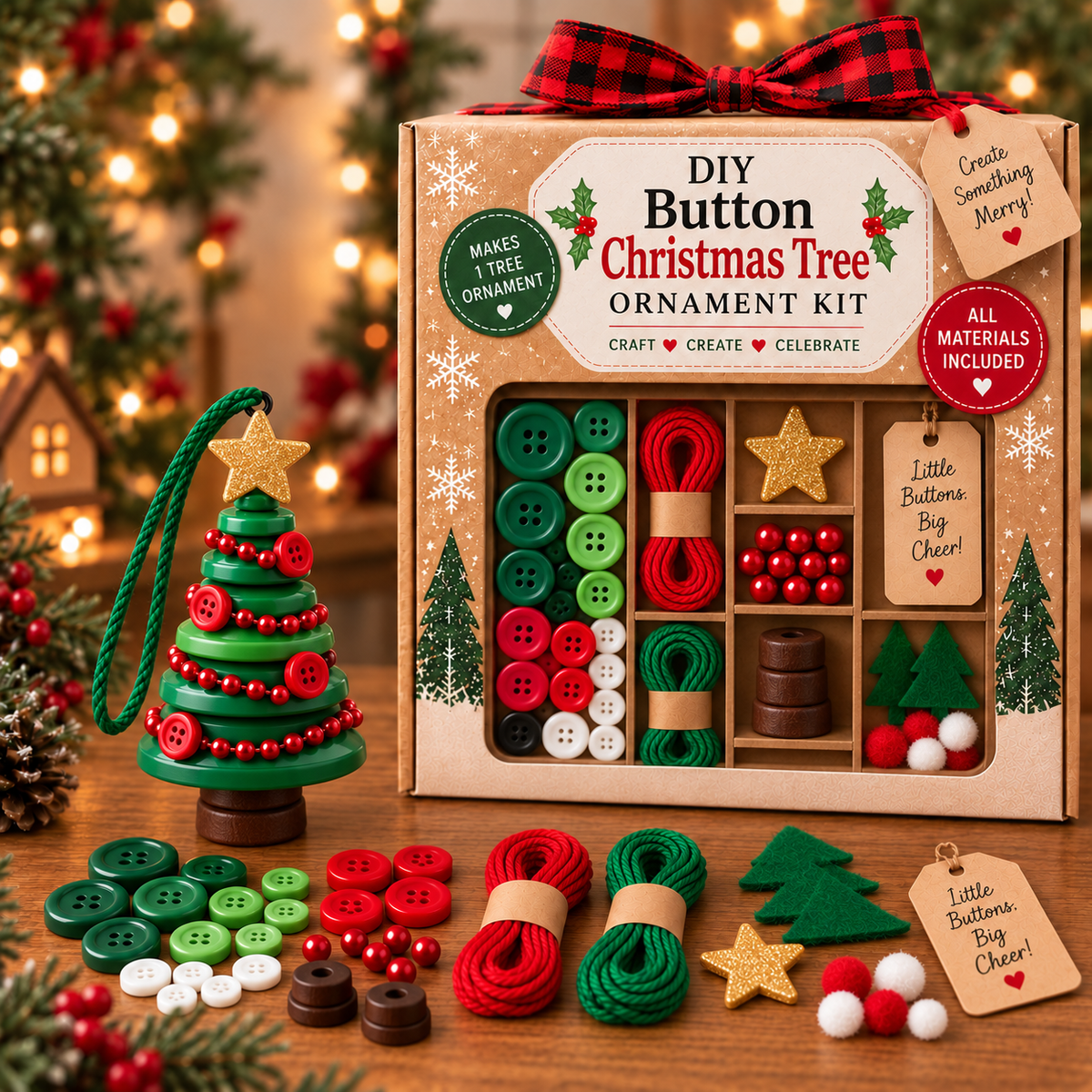 ☃️DIY Button Snowman Ornament Kit-💕Step-by-Step Guide Included