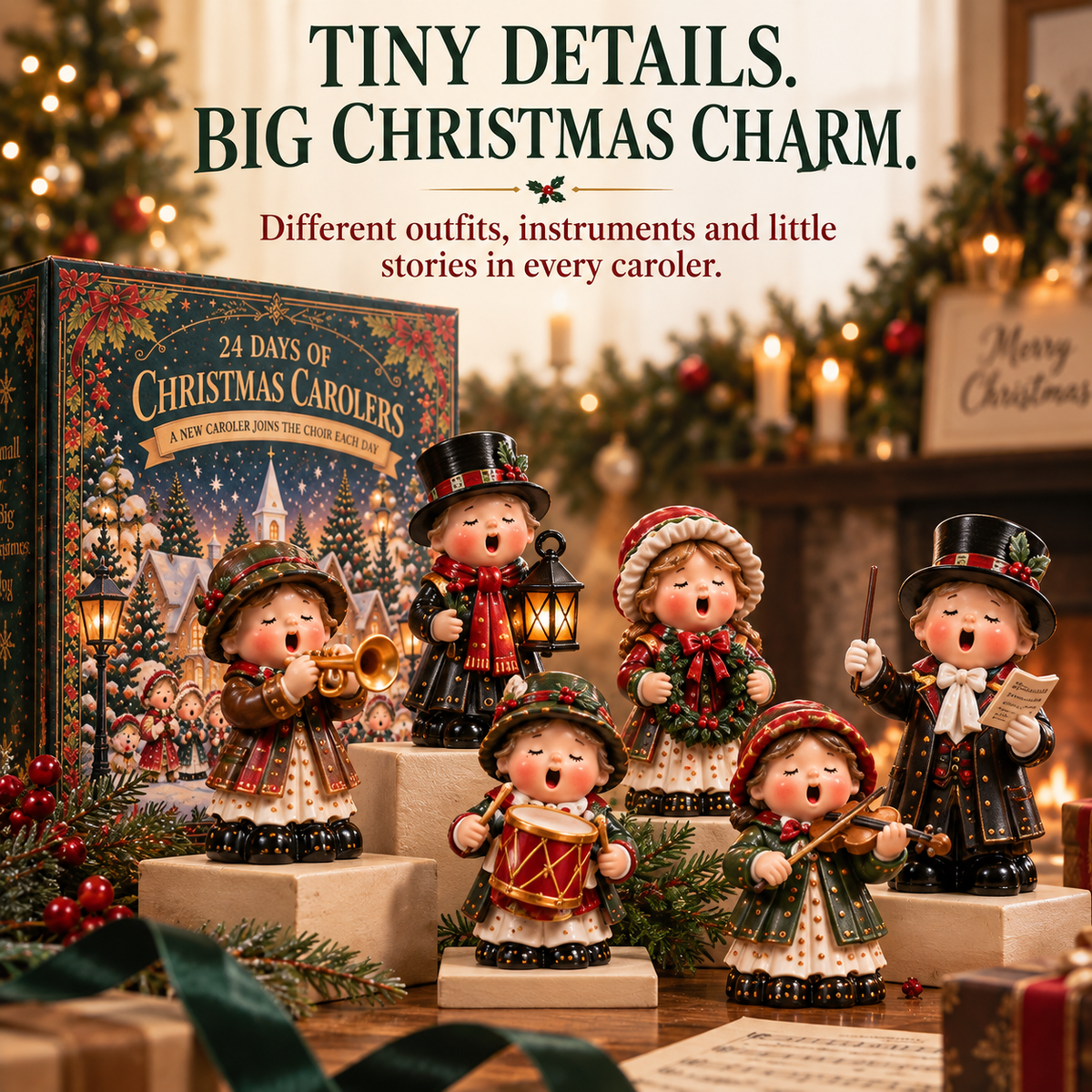Detailed Christmas caroler figurines