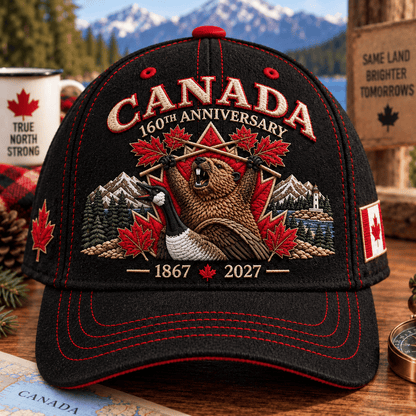 🍁Canada 160th Anniversary 1867–2027 – Heritage Embroidered Cap