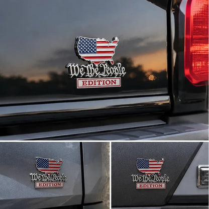 🔥 We The People Edition Car Emblem – Patriotic USA Flag Metal Badge