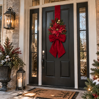 Vintage Velvet Double-Sided Christmas Door Bow Swag