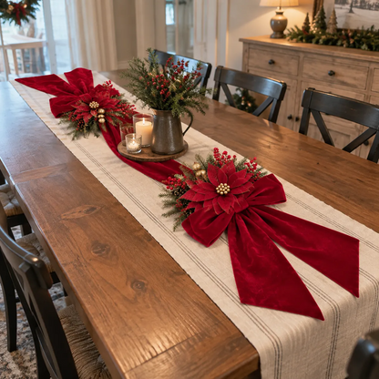 Vintage Velvet Double-Sided Christmas Door Bow Swag