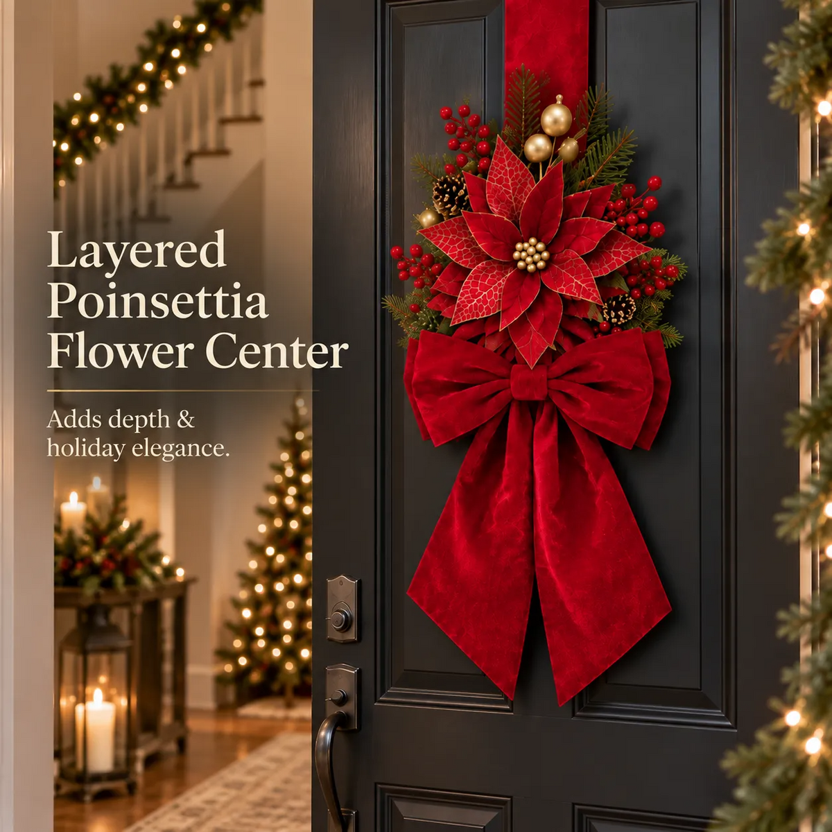 Vintage Velvet Double-Sided Christmas Door Bow Swag
