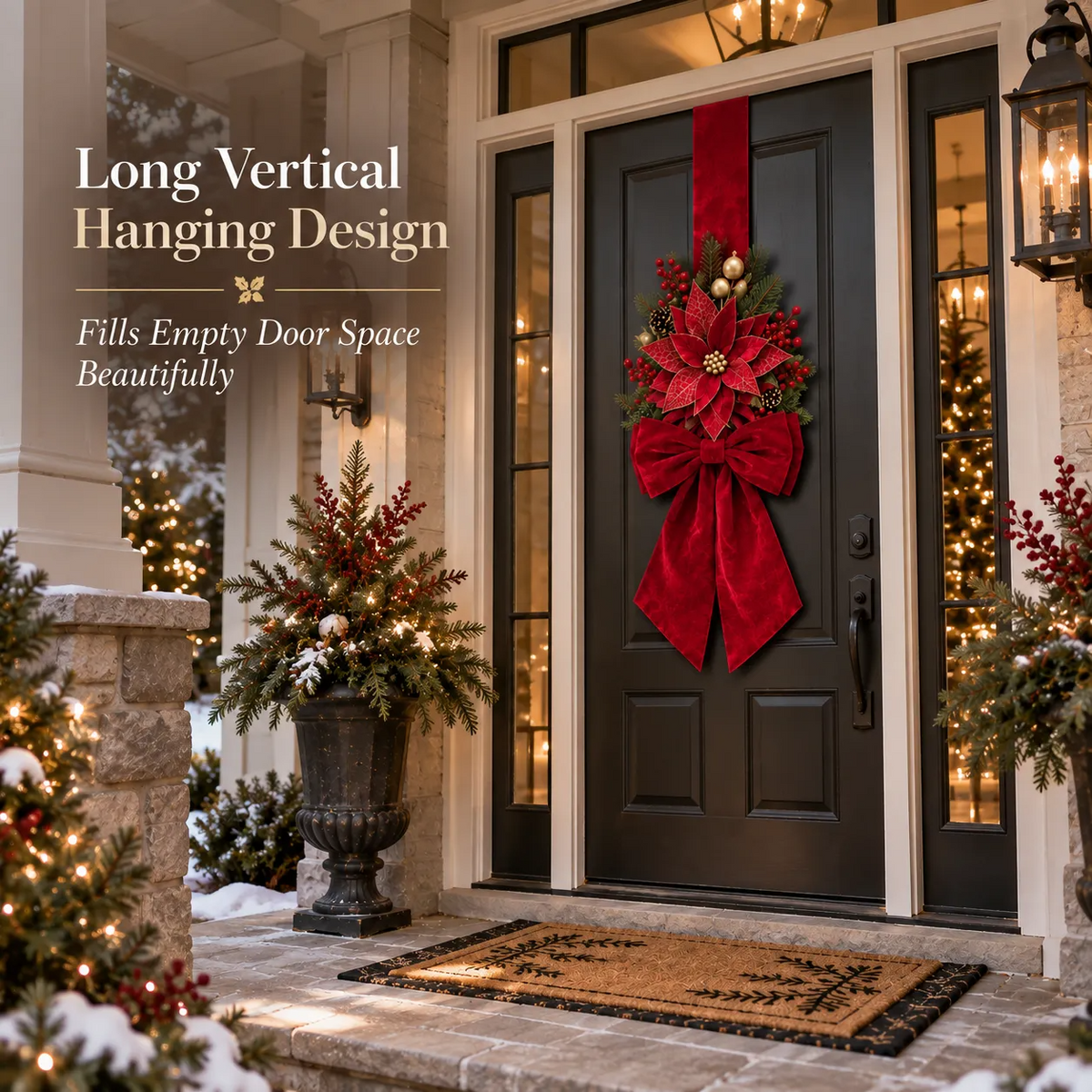 Vintage Velvet Double-Sided Christmas Door Bow Swag