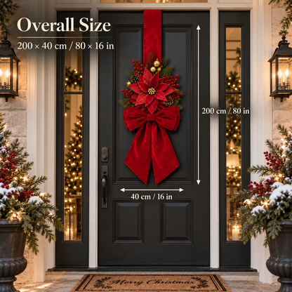 Vintage Velvet Double-Sided Christmas Door Bow Swag