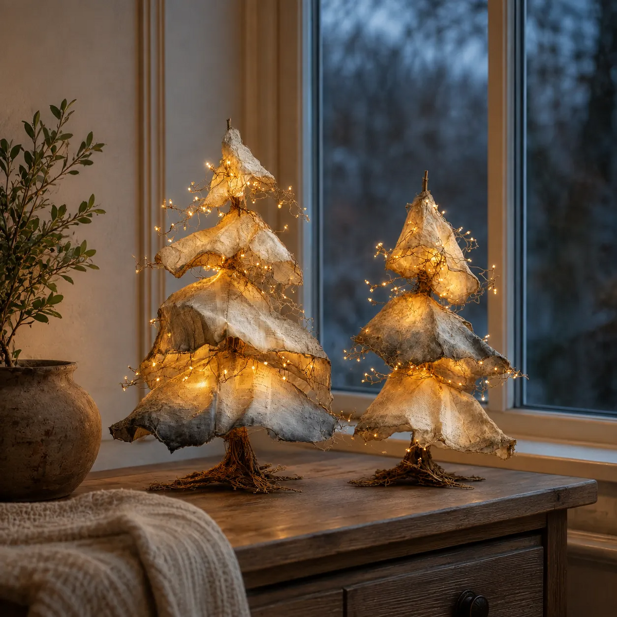 Windswept Winter Trees – Lighted Sculptural Tree Set