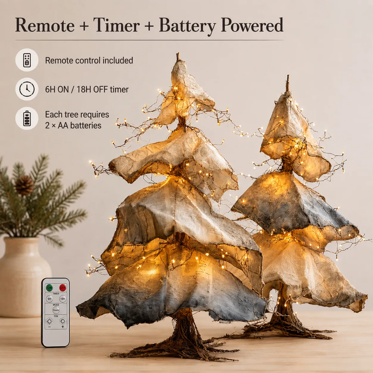 Windswept Winter Trees – Lighted Sculptural Tree Set