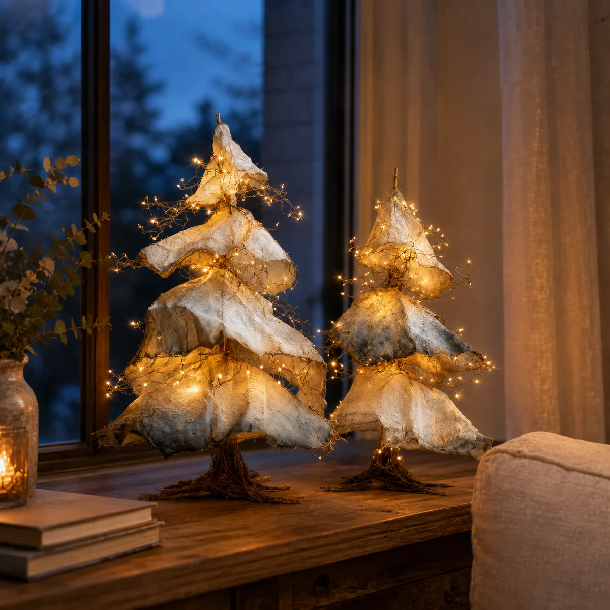 Windswept Winter Trees – Lighted Sculptural Tree Set