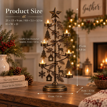 Vintage Woodland Christmas Tree Candle Holder Stand