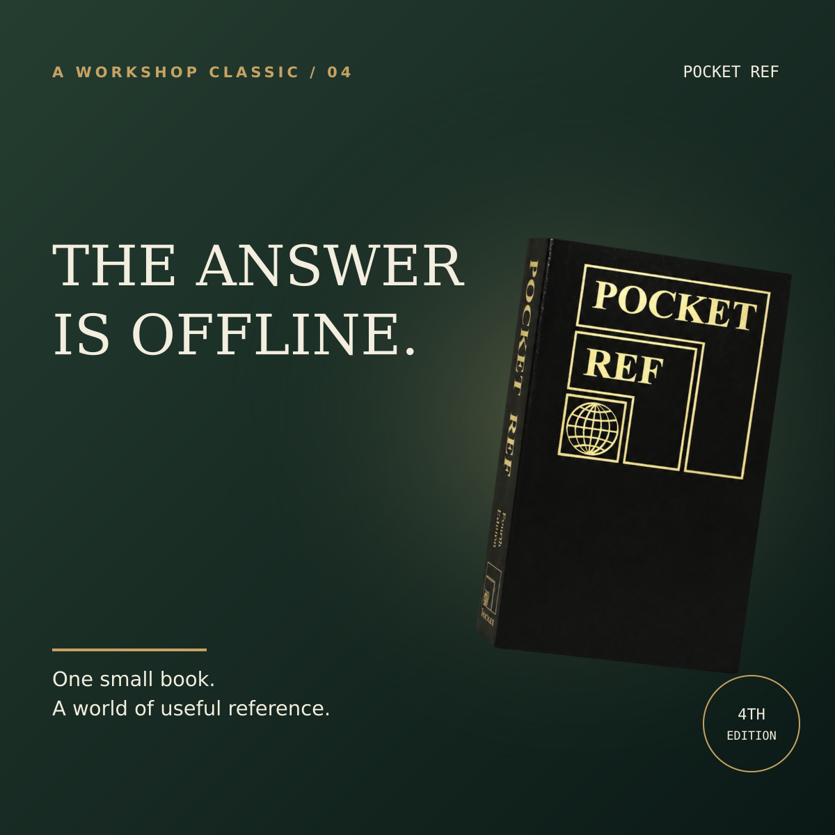 Pocket Ref 4th Edition book with author-free cover; offline reference