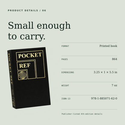 Pocket Ref 4th Edition publisher-listed specifications