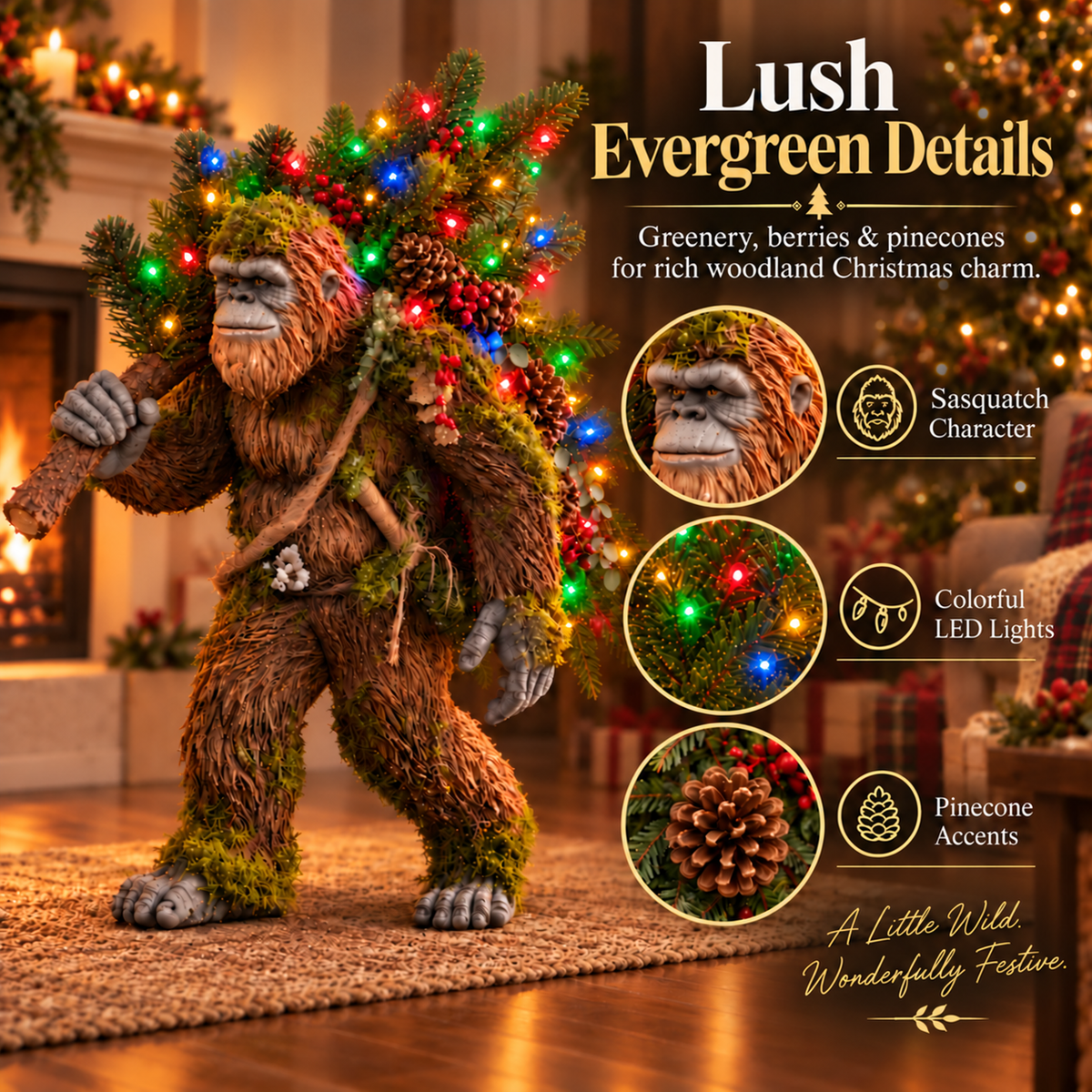 🎄 Woodland Sasquatch – Lighted Christmas Porch Decor