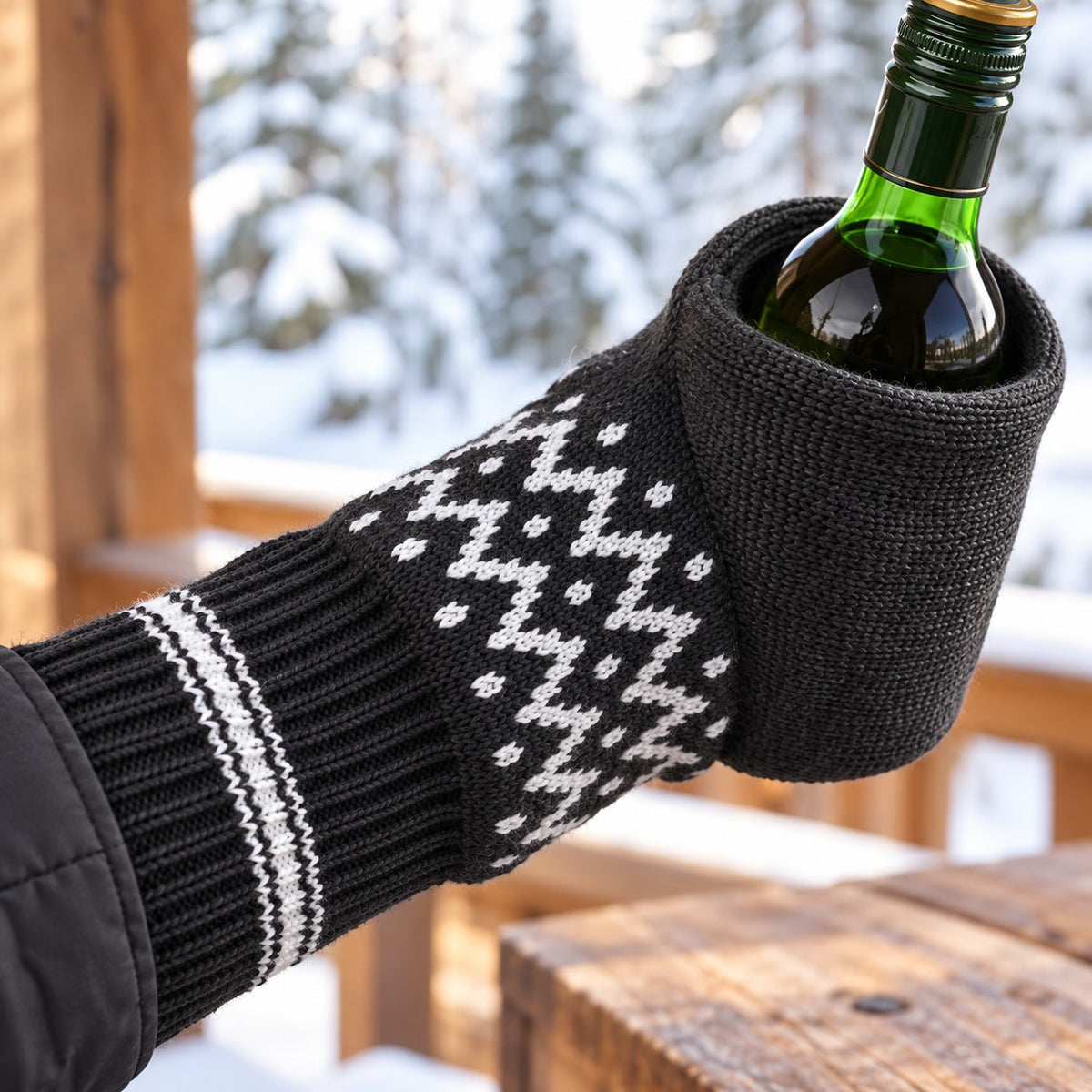 ❄Winter Insulated Glove Holder for Beer Cans Hot Striped Cold Drinks