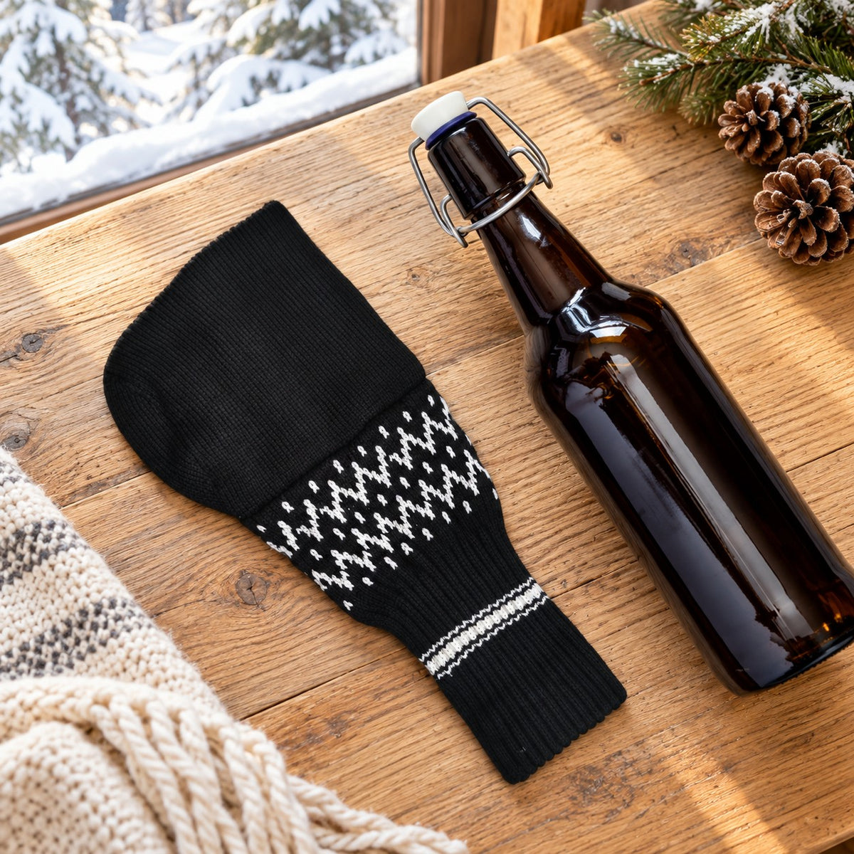 ❄Winter Insulated Glove Holder for Beer Cans Hot Striped Cold Drinks